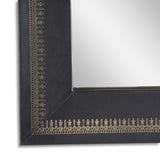 Christopher Knight Home® - Noble House - Cass Handcrafted Boho Embossed Leather Square Wall Mirror, Black and Gold