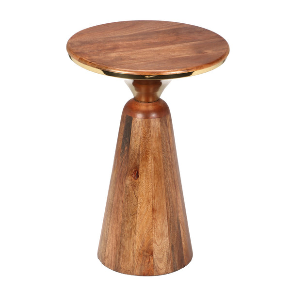English Elm Christopher Knight Home® - Round End Table with Sleek Metal Pedestal and Durable MDF Resin Top — Compact 17" Round Surface, 50 lb Capacity Gold,Honey N768P202497H