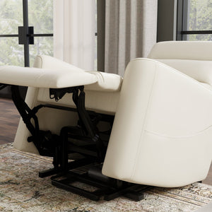 English Elm Faux Power Lift Chair with Premium Faux Leather, USB Charging, Side Pockets & Quiet Motor Recline Off White B339P409531
