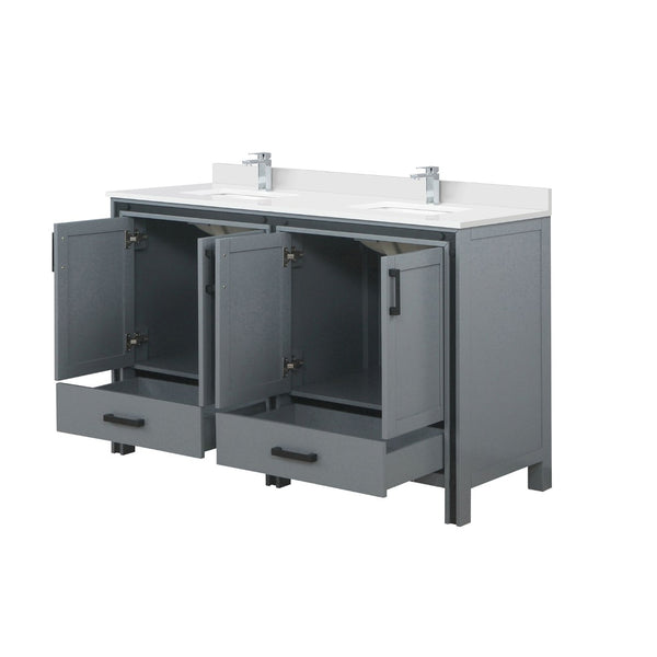 English Elm Dark Grey Double Bath Vanity With Cultured Marble Top & Chrome Faucet - Stylish Storage Solution! P1 B2731P260624-GIGA