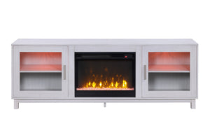 English Elm Sestriere 70 Inch Electric Fireplace Tv Stand with Walnut Finish and Cabinet Storage B2749P413262