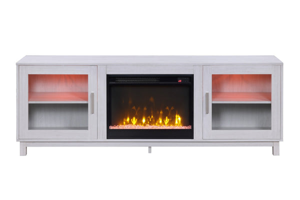 English Elm Sestriere 70 Inch Electric Fireplace Tv Stand with Walnut Finish and Cabinet Storage B2749P413262