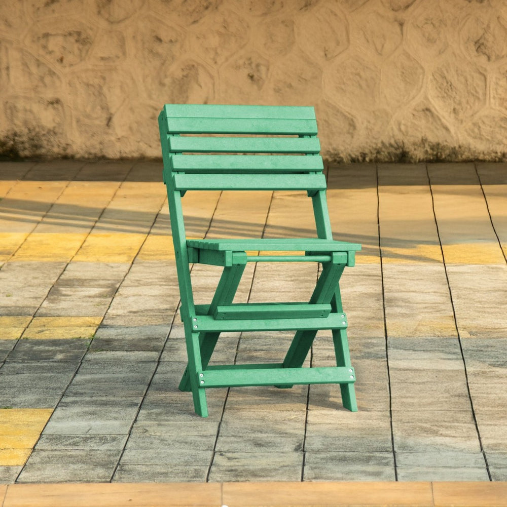 English Elm Coastal Bay Recycled Hdpe Folding Bistro Chair for Patio and Balcony Use Green B2745P409667
