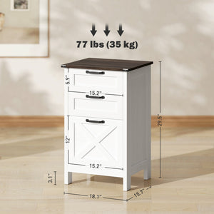 English Elm Office File Cabinet with 3 Drawers Barn Door Wood Grain Rustic Farmhouse Storage T3971P411954