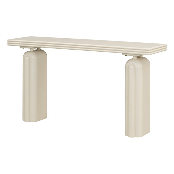 English Elm U_style Acacia Veneer Console Table Curved Silhouette for Entryway Hallway Foyer Beige N711P235894K