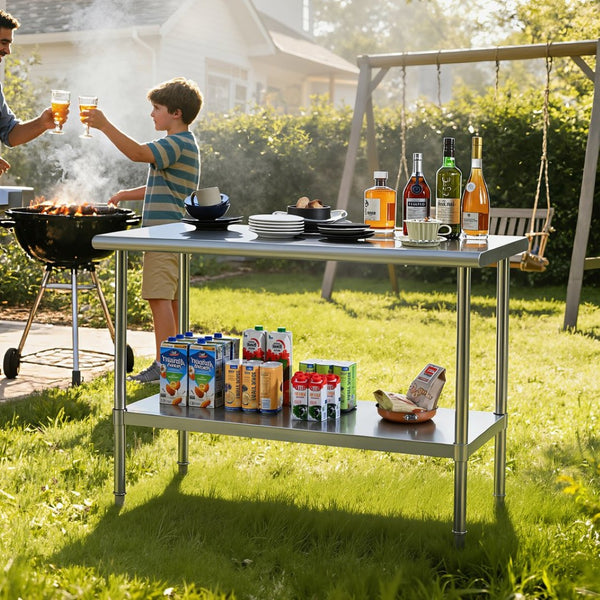 English Elm Stainless Nsf Certified Ss201 Prep Table with Adjustable Undershelf for Commercial Use W5006P397544