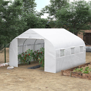 English Elm Outsunny Large Tunnel Walk-in Greenhouse Steel Frame with Mesh Ventilation Panels W2225P217787