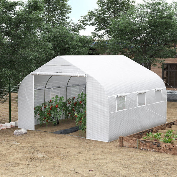 English Elm Outsunny Large Tunnel Walk-in Greenhouse Steel Frame with Mesh Ventilation Panels W2225P217787