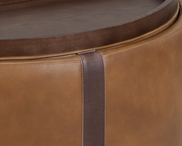 Sunpan Borelli Modern Wheeled Storage Ottoman with Retro Charm and Multifunctional Design for Any Space Tobacco Tan / Autumn Chestnut