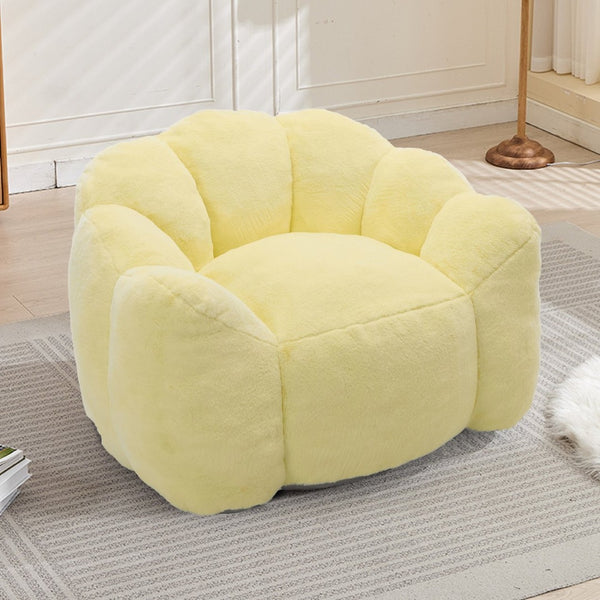 English Elm Lotus Floor Bean Bag Sofa Memory Foam Filled with Pull Ring for Living Room Bedroom Yellow W2311P434593