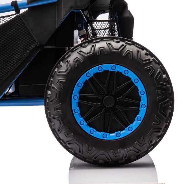 English Elm 24v Two Seater Kids Utv with Parental Remote Dual Motors Four Wheel Suspension Led Blue W1578P198432
