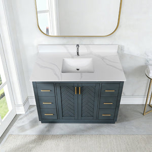 English Elm 43-inch Carrara Quartz Vanity Top Undermount Sink Backsplash Stain Resistant Bath W2699P459407