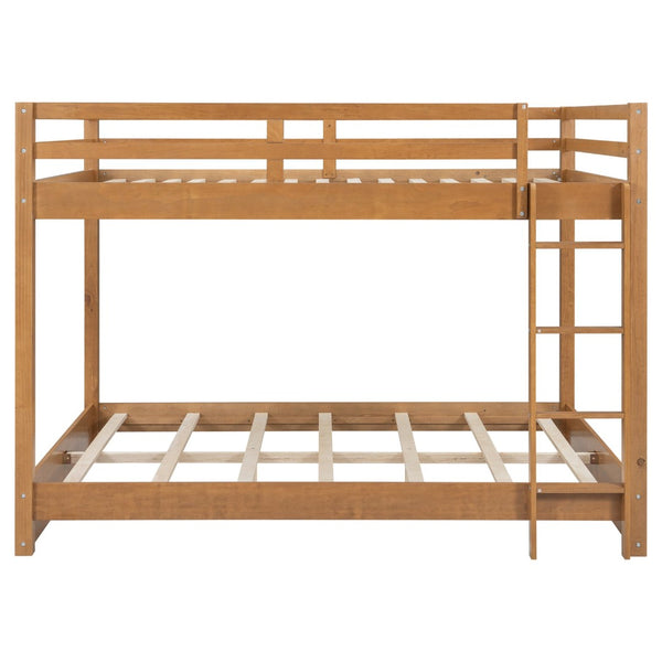 English Elm Wood Queen Size Bunk Bed With Ladder - Sturdy Pine Frame, Space-Saving Design For Shared Rooms N7090004007D-GIGA