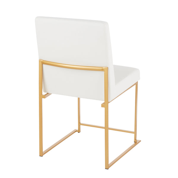 English Elm High Back Fuji Chic Dining Chair Set In Gold & White Faux Leather – Modern Glam For Any Space! B202P223546