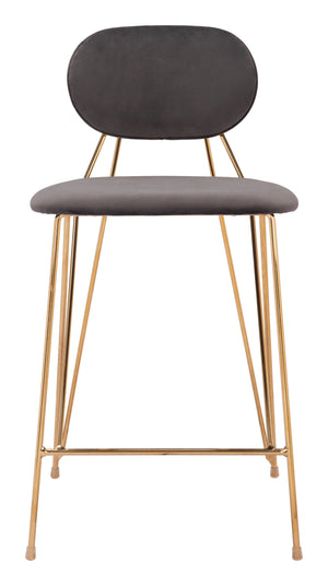 Georges Counter Stool - Set of 2 Gray & Gold 109662 Zuo Modern