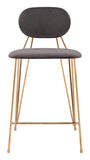 Georges Counter Stool - Set of 2 Gray & Gold 109662 Zuo Modern