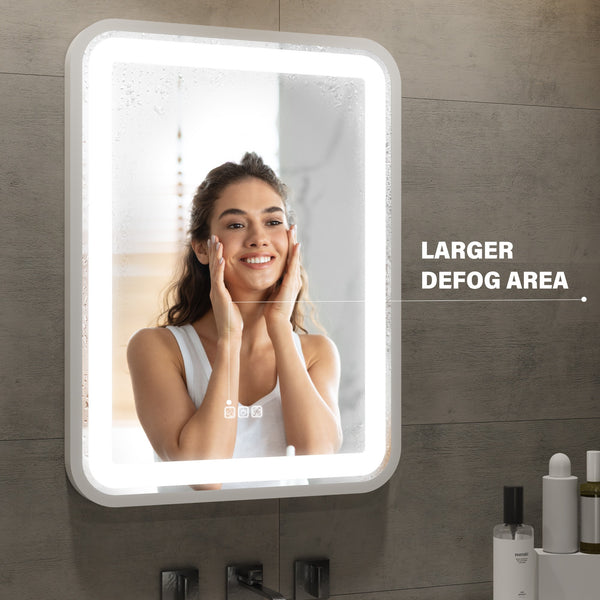 English Elm Bathroom LED Vanity Mirror 36x28 with Anti-Fog, Dimmable 3-Color Temp, Memory Function, Silver Frame T3177P284024