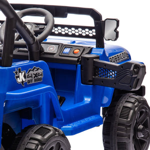 English Elm 12v Kids Electric Ride on Truck with Parental Remote Four Wheel Suspension and Led Lights Blue W1578P187460