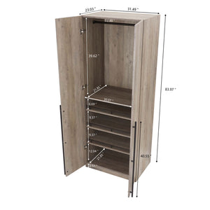 English Elm Lee 32" Rustic Gray Wardrobe Closet – Stylish, Space-Saving Storage With Soft-Close Hinges & Easy Assembly B365S00134
