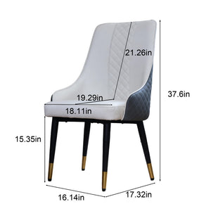 English Elm Modern Pu Leather High Back Dining Chairs Waterproof Steel Frame Set of 2 W2699P401053