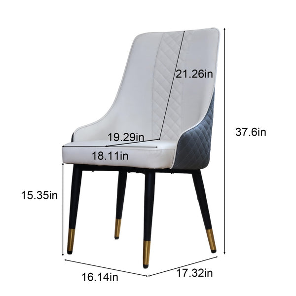 English Elm Modern Pu Leather High Back Dining Chairs Waterproof Steel Frame Set of 2 W2699P401053