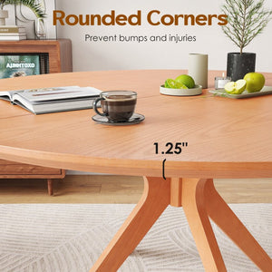 English Elm 47" Round Wood Dining Table Seats Six with Industrial Metal Base for Modern Homes Honey T3623P437349