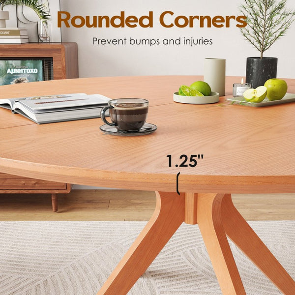 English Elm 47" Round Wood Dining Table Seats Six with Industrial Metal Base for Modern Homes Honey T3623P437349