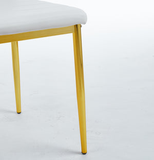 English Elm chair Elegant Gold Legs White Seat Set of 4 – Durable Metal Dining Chairs, Comfortable Stylish Design W234P241305