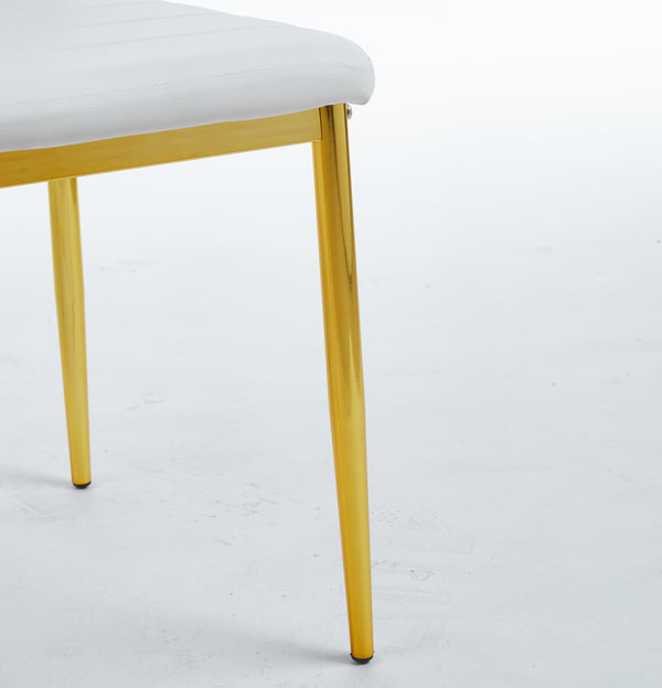 English Elm chair Elegant Gold Legs White Seat Set of 4 – Durable Metal Dining Chairs, Comfortable Stylish Design W234P241305