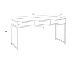Sunpan Rebel Desk - Modern Solid Oak Wood Desk with Soft Closing Drawers and Black Iron Hardware Design Gold / Raw Umber