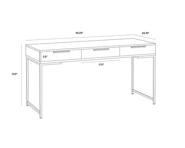 Sunpan Rebel Desk - Modern Solid Oak Wood Desk with Soft Closing Drawers and Black Iron Hardware Design Gold / Raw Umber