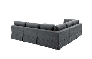 English Elm 6-Piece Upholstered Sectional Sofa - Reversible Modular Design, Family-Friendly Comfort & Style B343S00016