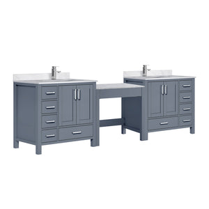 English Elm Dark Grey Double Bath Vanity With Carrara Marble Top & Chrome Faucets - Luxurious Storage Solution B2731S01185