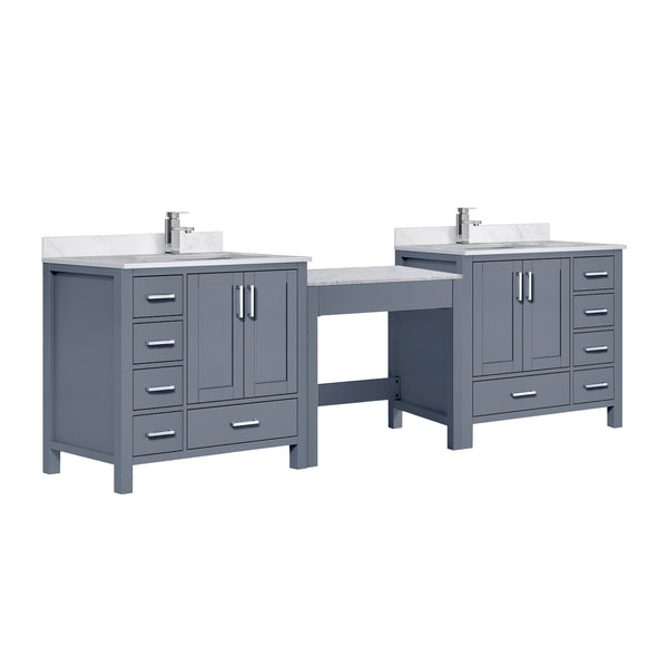English Elm Dark Grey Double Bath Vanity With Carrara Marble Top & Chrome Faucets - Luxurious Storage Solution B2731S01185