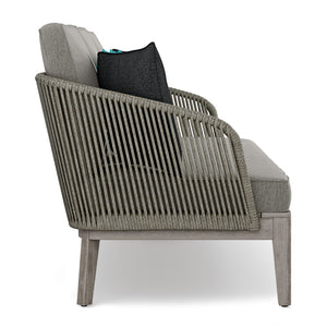 English Elm Carmel Outdoor Sofa Sand Drift - Handcrafted Acacia & Powder-Coated Aluminum, Rope Weave, Water-Resistant Cushions B136P159392