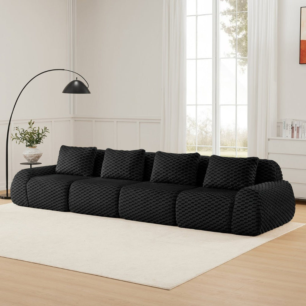 English Elm 146" Modular Sectional Sofa Flannelette 4 Seater Deep Seat Minimalist Living Room W714S01535