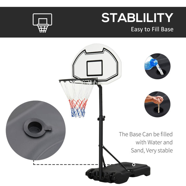 English Elm Basketball Hoop Portable Pool Stand with Adjustable Pole Weighted Rolling Base Outdoor T3971P383915