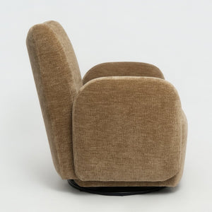 English Elm 360° 360 Swivel Accent Chair Plush Chenille Upholstered Circular Seat for Living Room Office Camel+Brown W2901P463504