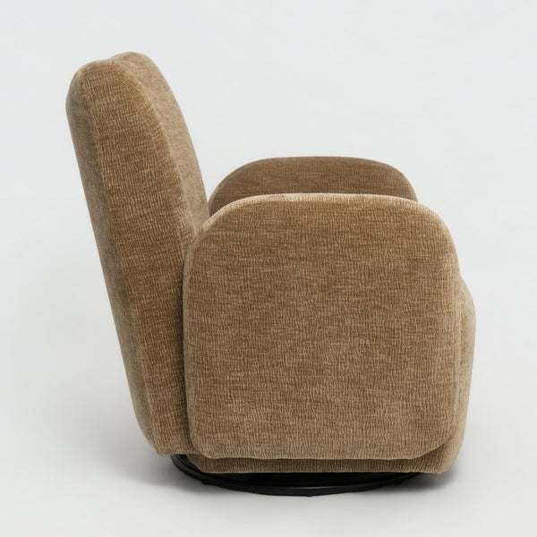 English Elm 360° 360 Swivel Accent Chair Plush Chenille Upholstered Circular Seat for Living Room Office Camel+Brown W2901P463504