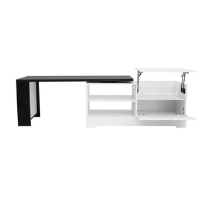 English Elm U-can Farmhouse Lift Top Coffee Table Barn Door Hidden Storage Living Room White+Black N724P351732K