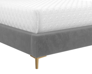 Sunpan Harris Bed - Modern Upholstered Design with Fine Tufting and Stainless Steel Gold Legs for Style Queen