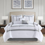 510 Design Powell Modern/Contemporary 8 Piece Embroidered Comforter Set 5DS10-0282 White