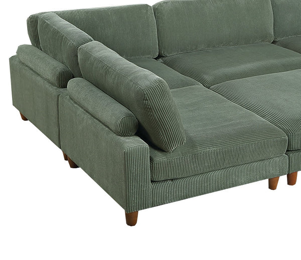 English Elm Contemporary Sage 6-Piece Modular Sectional Set - Stylish Corduroy Couch With Adjustable Headrests B011S01160