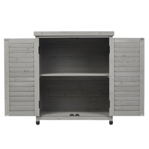 English Elm Potting Bench Solid Wood Workstation with Metal Top Louvered Cabinet Outdoor Garden Grey W2640P228394