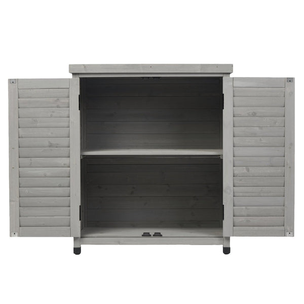 English Elm Potting Bench Solid Wood Workstation with Metal Top Louvered Cabinet Outdoor Garden Grey W2640P228394