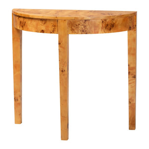 English Elm Modern Mappa Burl Wood Half Moon Console Table for Entryway Hallway Decor B2750P467813