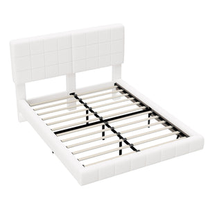 English Elm Christopher Knight Home® - White Boucle Floating Bed With Mood Lighting - Modern Queen Design For Comfort & Style N769P304635W