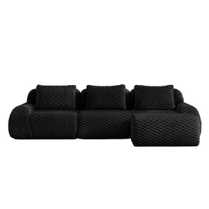 English Elm 114" Modular L-shaped Sectional Sofa Flannelette Fabric Deep Seat Ottoman Living Room W714S01533
