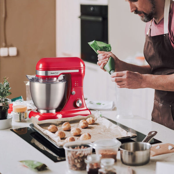 English Elm Geek Chef Tilt-head Stand Mixer Copper Motor Planetary Action 4.8qt Stainless Bowl Red W1002P416166