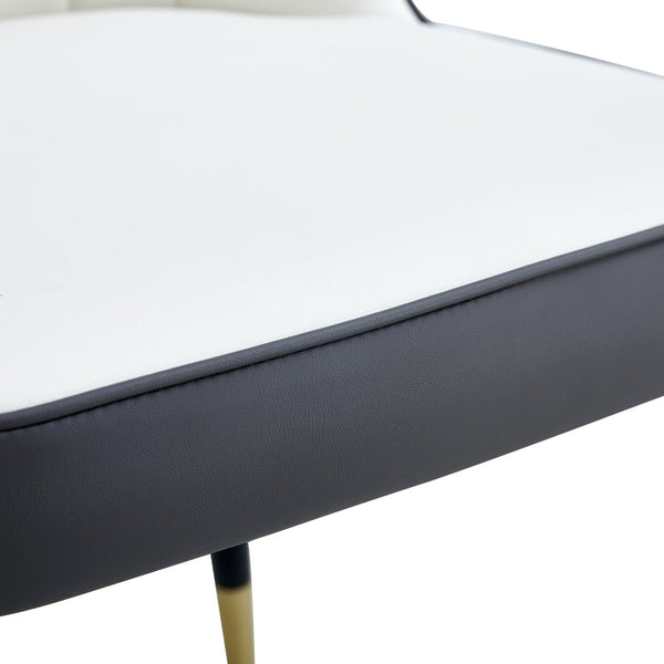 English Elm Table 5-Piece Dining Set - White Sintered Stone Table With 4 Stylish Pu Chairs In Gray & White Combo W1151S04209-GIGA